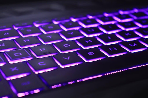 purple backlit gaming keyboard
